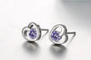 Wholesale Romantic Sweet Fashion Woman Girl Wedding White Purple Heart Zircon 925 Sterling Silver Stud Earrings YS392
