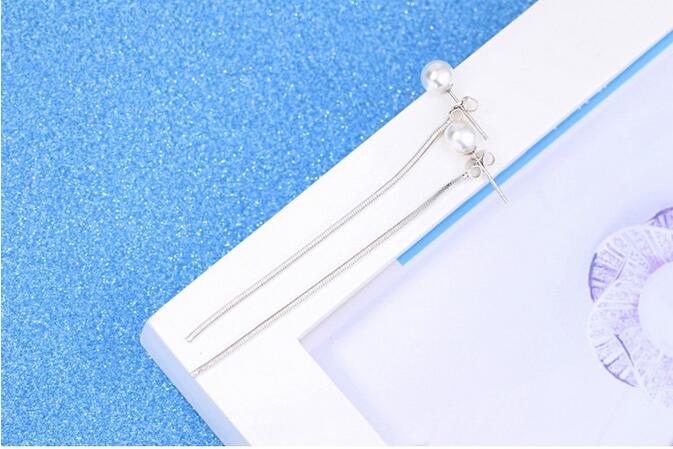 Wholesale Simple Fashion joker for Woman Gift Red Black Agate Pearl 925 Sterling Silver Long Tassel Stud Earrings YS249