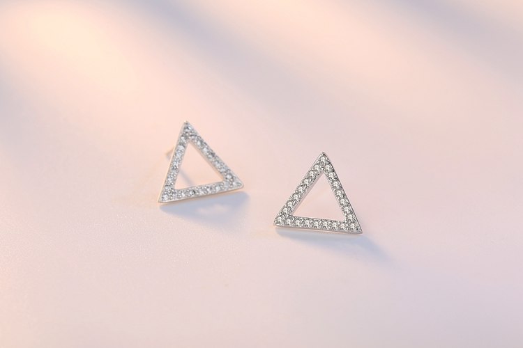 Wholesale Simple Geometry Fashion Woman Girl Wedding Five Design Choices Zircon 925 Sterling Silver Stud Earrings YS432