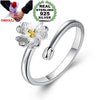 Wholesale Sweet Fashion Golden Cherry Flower Gift 925 Sterling Silver Female For Woman Girl Opening Resizable Ring RG53