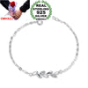 Wholesale Sweet Fashion Lovely For Woman Girl Wedding Gift Fresh Leaves Zircon 925 Sterling Silver Bracelet Bangle SZ102