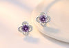 Wholesale Sweet Fashion Star Woman Girl Wedding Gift White Purple Eternal Flowers 925 Sterling Silver Stud Earrings YS367