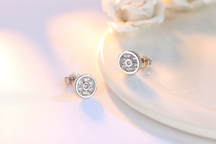 Wholesale Sweet Fashion Wild Woman Party White Purple Gift Dream Rotating Zircon 925 Sterling Silver Stud Earrings YS407