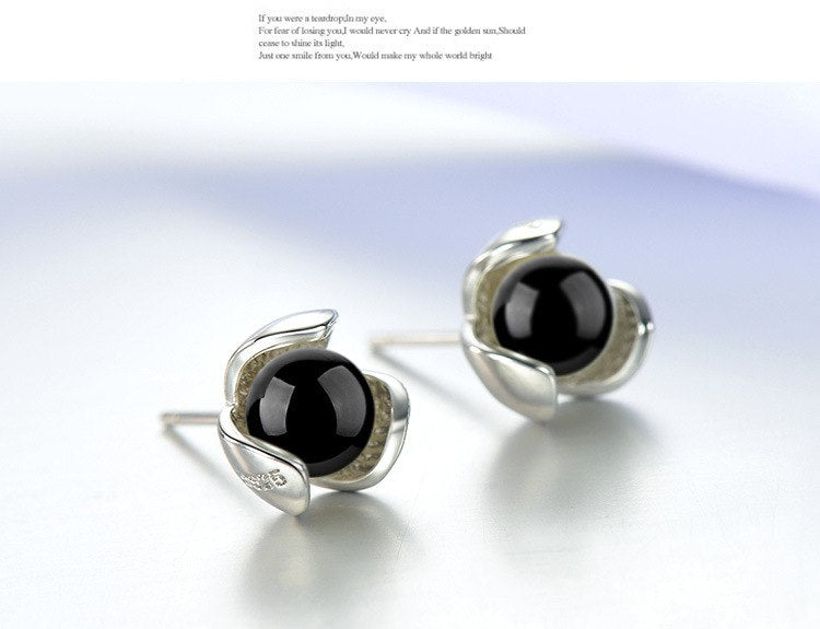 Wholesale Sweet Fashion joker star for Woman Lady Wedding bride Gift Agate Flower 925 Sterling Silver Stud Earrings YS301