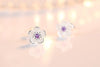 Wholesale Sweet Lovely Fashion Star Woman Girl Wedding Pink Purple Cherry Flower 925 Sterling Silver Stud Earrings YS390
