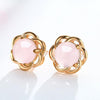 Wholesale Sweet Lovely Fashion Woman Lady Party Gift Love Interwoven Rose Quartz 925 Sterling Silver Stud Earrings YS399