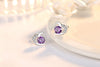Wholesale Sweet Romantic Fashion Woman Wedding White Purple Heart-shaped Zircon 925 Sterling Silver Stud Earrings YS439
