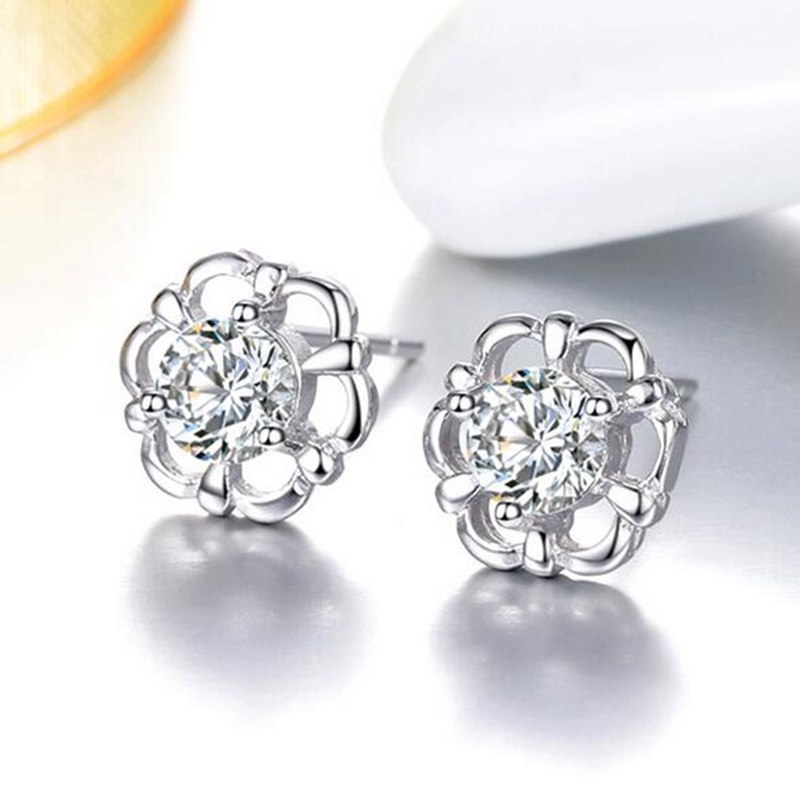 Wholesale Sweet Simple Fashion For Woman Wedding Gift White Purple Eternal Flower 925 Sterling Silver Stud Earrings YS326