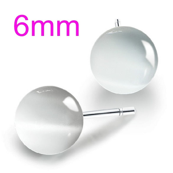 Wholesale Sweet fashion girl charming boy 1pair cat's eye stone Prevent allergies 925 Sterling silver Stud earrings YS06