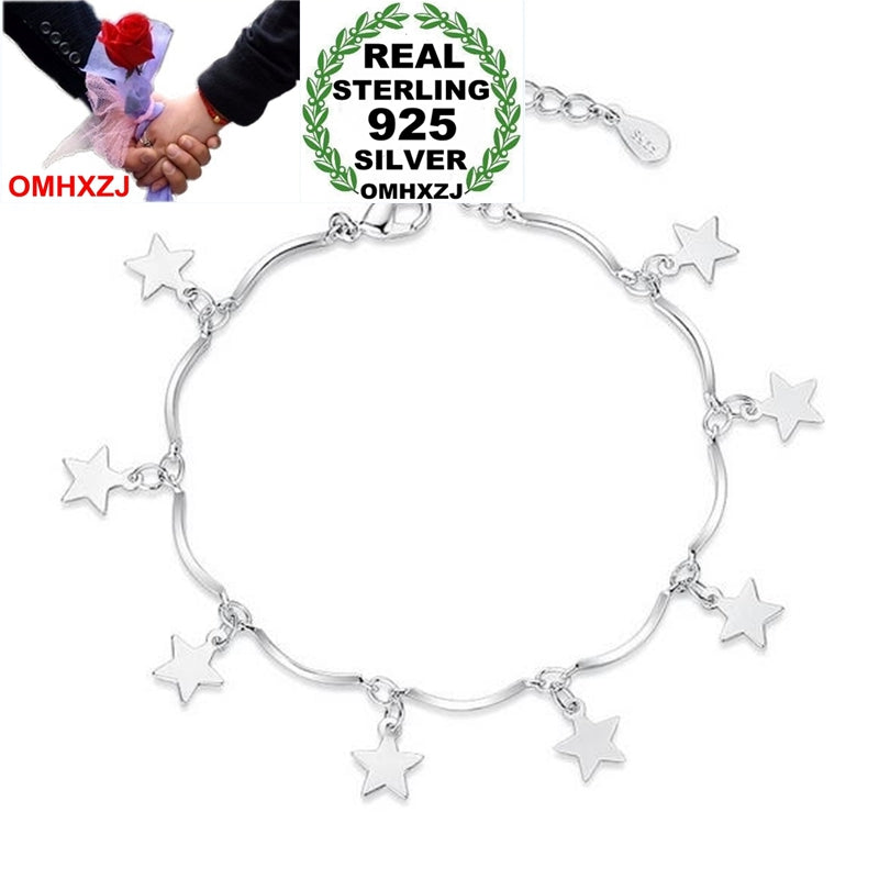 Wholesale Temperament Sweet Fashion Star Woman Girl Party Gift Pentagram Design 925 Sterling Silver Bracelet Bangle SZ123