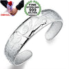 Wholesale fashion geometric lotus woman star Fine 999 Sterling Silver opening adjustable bracelet Bangles SZ09