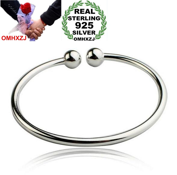 Wholesale fashion jewelry round smooth bead woman star opening 925 Sterling Silver adjustable bracelet Bangles SZ05