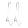 Wholesale geometric Fashion Natural pearls 925 Sterling Silver Tassel pendant drop Long Ear Line Earrings For Women YS133