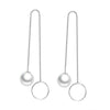 Wholesale geometric Fashion Natural pearls 925 Sterling Silver Tassel pendant drop Long Ear Line Earrings For Women YS133