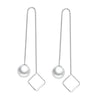 Wholesale geometric Fashion Natural pearls 925 Sterling Silver Tassel pendant drop Long Ear Line Earrings For Women YS133
