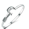 Wholesale jewelry Round Glossy Chaise Woman Child Fashion Exquisite Bangles 925 Sterling Silver Bracelet Adjustable SZ52