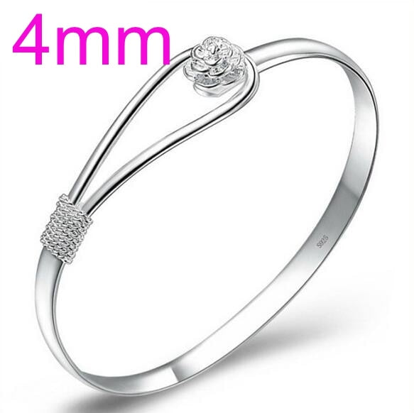 Wholesale jewelry geometric Romantic cherry blossom woman fashion star Bangles 925 Sterling Silver adjustable SZ08