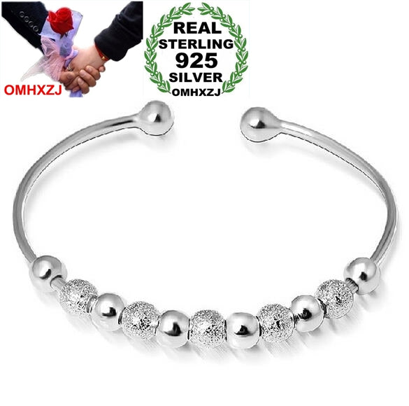 Wholesale jewelry round woman fashion star lucky bead 925 Sterling Silver adjustable Bangles SZ03