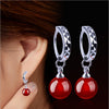 Wholesale Fashion star jewelry bride woman girl carnelian Red black agate round 925 sterling silver Earrings YS121