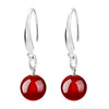 Wholesale star Fashion woman jewelry Black red round ball Drops pendant agate 925 sterling silver Earrings YS122