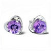 Fashion jewelry crystal heart International certification Amethyst real 925 sterling silver Stud earrings YS03