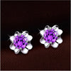 Fashion jewelry crystal heart International certification Amethyst real 925 sterling silver Stud earrings YS03
