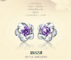 Fashion jewelry crystal heart International certification Amethyst real 925 sterling silver Stud earrings YS03