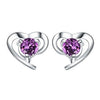 Fashion jewelry crystal heart International certification Amethyst real 925 sterling silver Stud earrings YS03