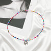 OMY   women choker pendant necklace trendy colorful beads metal pendant necklace for women girl beach jewelry party accessories