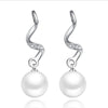 ONEWAN New Fashion Sterling Silver 925 Stud Earring Shiny CZ 3 Color Pearl Earrings for Women Girl Ear Jewelry Brincos Bijoux