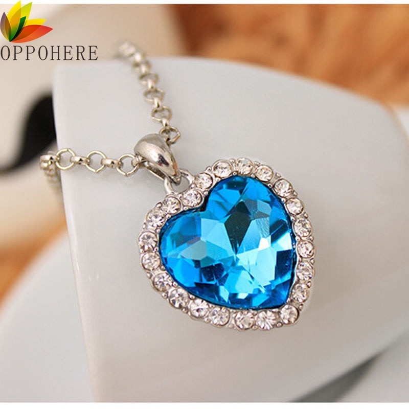 Crystal Pendant Heart Necklace Classic Titanic Ocean Crystal Heart Pendant Necklace Rhinestone Lover Gift