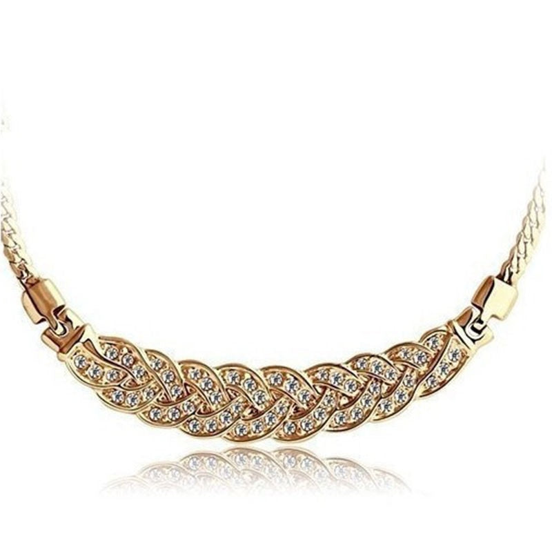 Women Jewelry Crystal Chain Choker Chunky Statement Bib Pendant Chain Necklace
