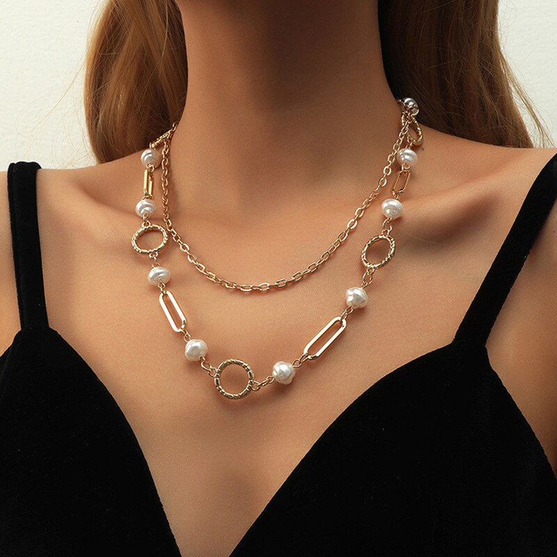 ORNAPEADIA 2021 Popular Necklaces for Women Girls Hop  Necklacewith Pearl Zinc Alloy Office Jewelry