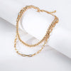 ORNAPEADIA Hip-hop Trend Long Copper Bead Thick Chain Double Layer Short Choker Necklace Gold Clavicle Chain