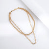 ORNAPEADIA Hip-hop Trend Long Copper Bead Thick Chain Double Layer Short Choker Necklace Gold Clavicle Chain