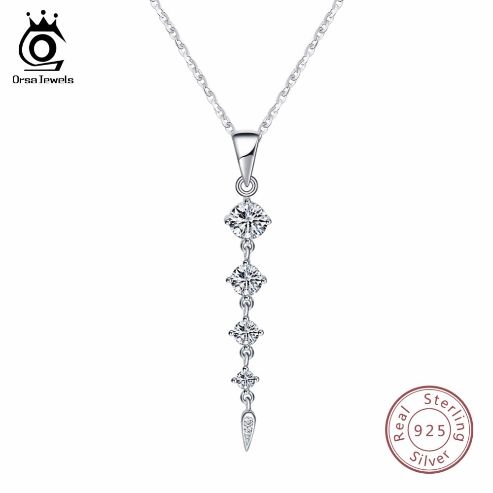 Ethnic 925 Sterling Silver Long Leaf Shape Pendant Necklaces For Women Fine Jewelry Girl Female Wedding Gift SN76