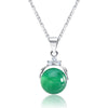 ORSA JEWELS Fashion 925 Sterling Silver Pendant Necklaces with Shiny Green Natural Stone for Women Genuine Silver Gift SN01