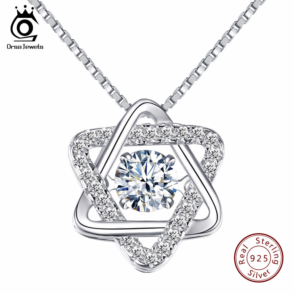 Real 925 Silver Women Star Pedant Necklaces with Charming Movable CZ Fashion Fine Jewelry Christmas Gift SN51