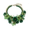 New Design handmade Spring Chain Spr Paint Metal Flower glass Beads Rhinestones Crystal Bib Necklace Luxury Jewelry