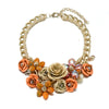 New Design handmade Spring Chain Spr Paint Metal Flower glass Beads Rhinestones Crystal Bib Necklace Luxury Jewelry