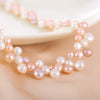 OSHUER  style freshwater pearl necklace round pearl necklaces three rows of chain necklaces