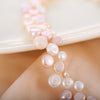 OSHUER  style freshwater pearl necklace round pearl necklaces three rows of chain necklaces