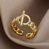 OT Buckle Cuban Chain Rings for Women Classic Gothic Stainless Steel Finger Ring Vintage Wedding Band Couple Jewelry anillos