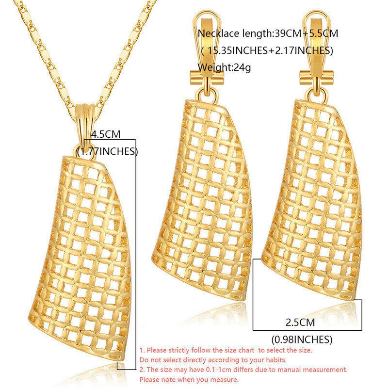 African Beads Jewelry Set Nigerian Dubai Gold Color Jewelry Sets For Women Bridal Wedding Earrings and Necklace Set