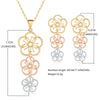 Dubai Bridal Jewelry Sets Nigerian African Earrings Necklace Sets For Women Rose Gold Silver Color 3 Layer Jewelry Set