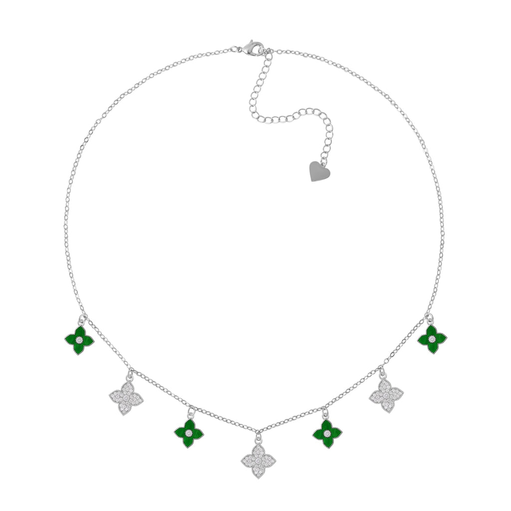 OYB Korean version of the  four-leaf clover zircon necklace ladies short necklace four-leaf flower collar women's jewelry