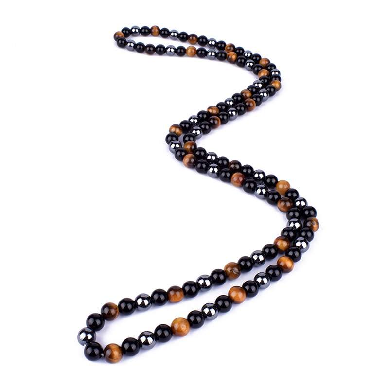 Obsidian Hematite Tiger Eye Beaded Necklaces Men  Natural Onyxs Necklaces Women for Magnetic Health Protection Jewelry