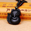 Obsidian Necklace Natural Stone Wolf head Pendant Buddha Guardian Ball Chain Carving Amulet With Obsidian Blessing Lucky Jewelry