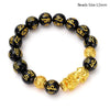 Obsidian Stone Beads Bracelet Unisex Wristband Gold Black Pixiu Bring Wealth and Good Luck Chinese Feng Shui Men Women Bracelets