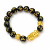Obsidian Stone Beads Bracelet Unisex Wristband Gold Black Pixiu Bring Wealth and Good Luck Chinese Feng Shui Men Women Bracelets